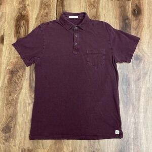 Marine Layer Polo Shirt Mens M Red Soft Jersey Pocket Casual Short Sleeve